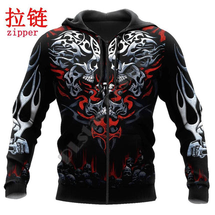 Men Heart Skull 3D Medieval Viking Casual Hoodies - Hoodies - PLstar Cosmos - Mad Fly Essentials