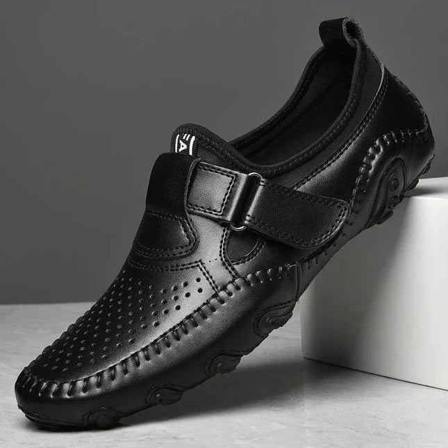 Men Hollow Leather Business Loafers - Loafers - Samlona - Mad Fly Essentials