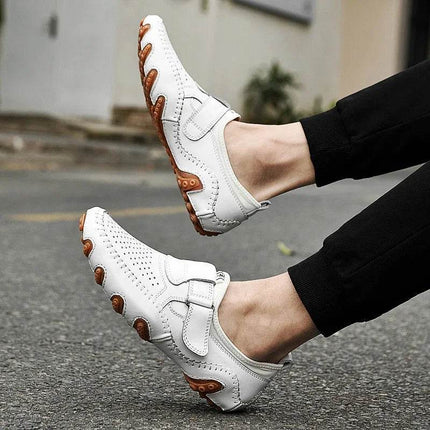 Men Hollow Leather Business Loafers - Loafers - Samlona - Mad Fly Essentials