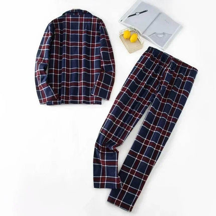 Men Home Suits Star Plaid Pajama Set - Pajama Set - DLXLOTOS - Mad Fly Essentials