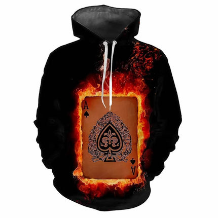Men Hot 3D Poker Ace Spades Party Hoodies - Hoodies - oufisun - Mad Fly Essentials