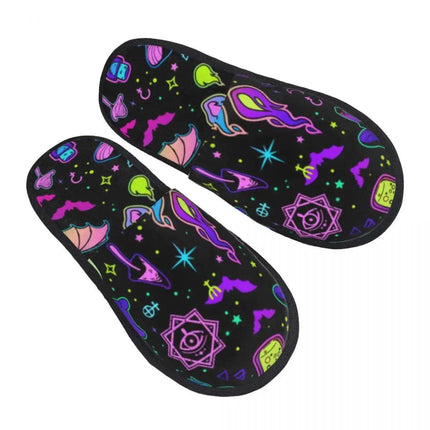 Men Indoor Neon Witchy Halloween Slippers - Slippers - OEING - Mad Fly Essentials