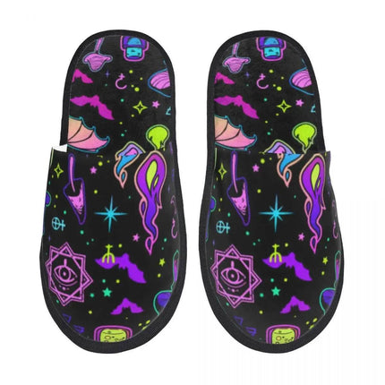 Men Indoor Neon Witchy Halloween Slippers - Slippers - OEING - Mad Fly Essentials