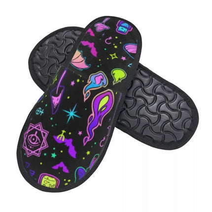 Men Indoor Neon Witchy Halloween Slippers - Slippers - OEING - Mad Fly Essentials