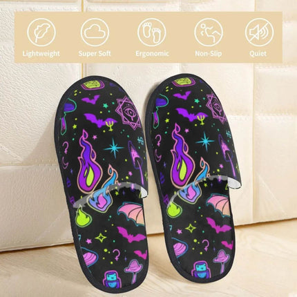 Men Indoor Neon Witchy Halloween Slippers - Slippers - OEING - Mad Fly Essentials