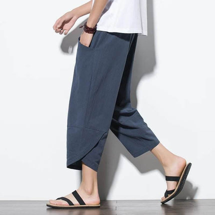 Men Khaki Black Asian Linen Harem Pants - Harem Pants - Favocent - Mad Fly Essentials