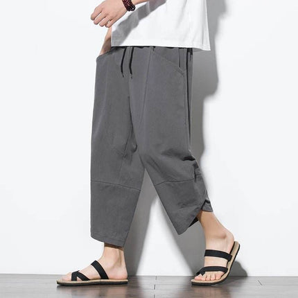 Men Khaki Black Asian Linen Harem Pants - Harem Pants - Favocent - Mad Fly Essentials