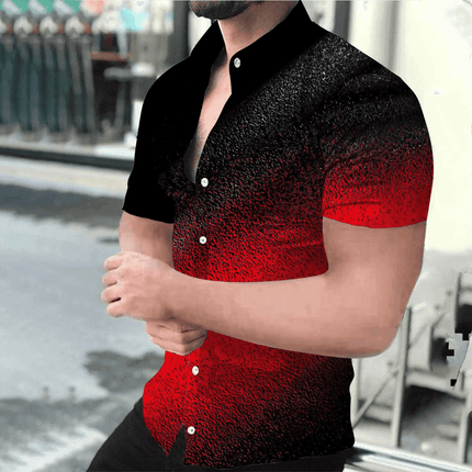 Men Lapel 3D Short Black X Shirt - Shirt - TrendSetter - Mad Fly Essentials