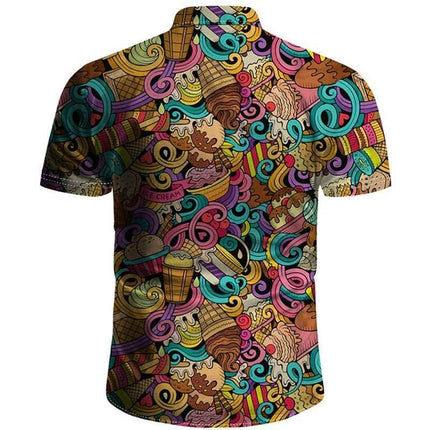 Men Lapel Funny 3D Ice Cream Hawaiian Shirt - Shirt - TrendSetter - Mad Fly Essentials