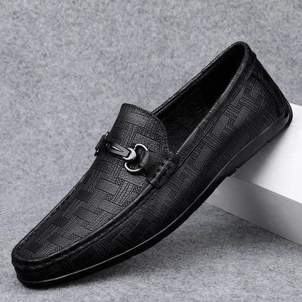 Men Leather Black Business Casual Loafers - Loafers - M - anxiu - Mad Fly Essentials