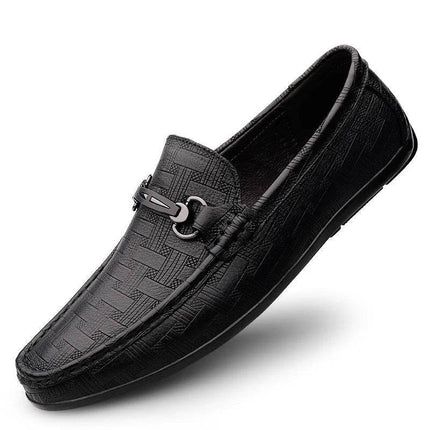 Men Leather Black Business Casual Loafers - Loafers - M - anxiu - Mad Fly Essentials