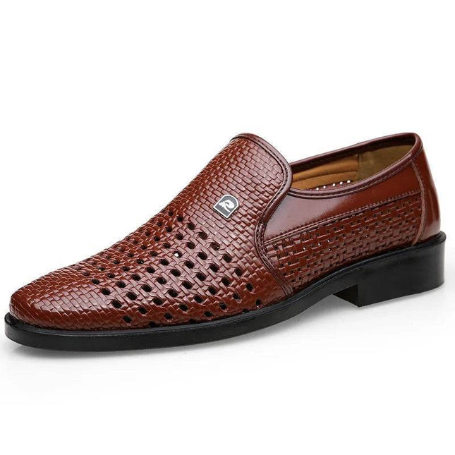 Men Leather Hollow Formal Wedding Loafers - Loafers - ZXQ - Mad Fly Essentials