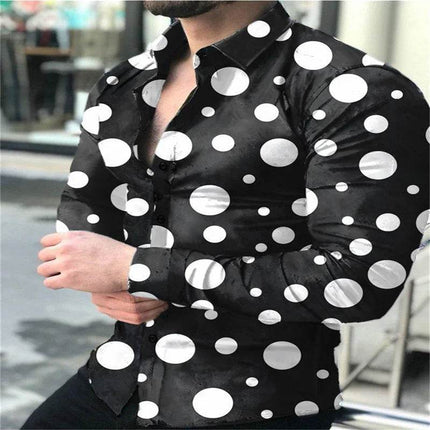 Men Long 3D Polka Dot Party Shirt - Shirt - TrendSetter - Mad Fly Essentials