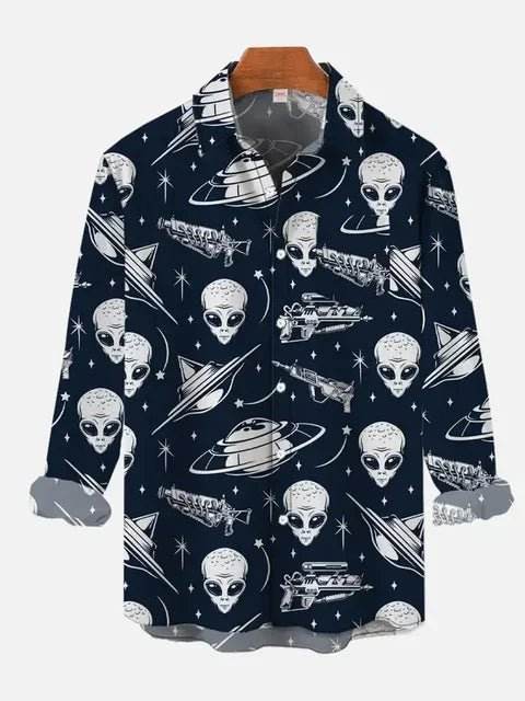 Men Long Sleeve Alien Fashion Party Apparel 3D Shirt - Shirt - Owlstream - Mad Fly Essentials