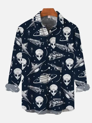 Men Long Sleeve Alien Fashion Party 3D Shirt - Mad Fly Essentials
