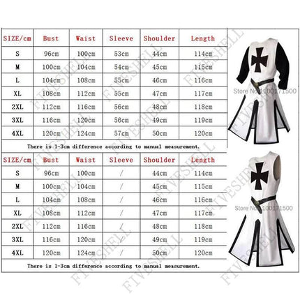 Men Medieval Crusaders Knights Templar Costume Set - Mad Fly Essentials