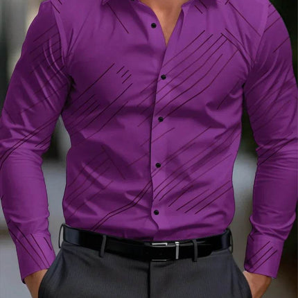 Men New Fashion Solid Long Formal Lapel Business Casual Dress Shirt - Shirt - Jereno - Mad Fly Essentials