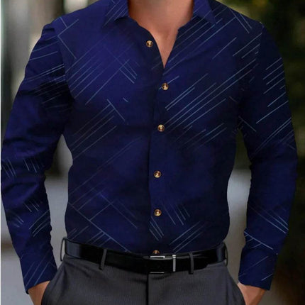 Men New Fashion Solid Long Formal Lapel Business Casual Dress Shirt - Shirt - Jereno - Mad Fly Essentials