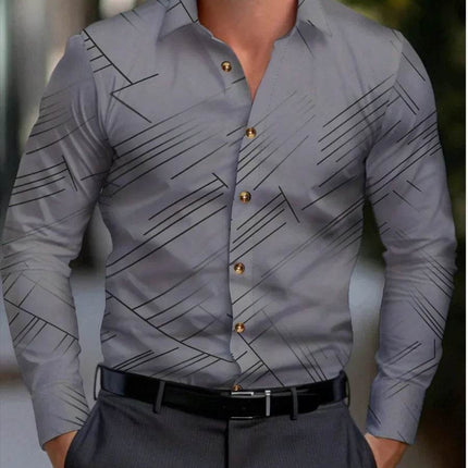 Men New Fashion Solid Long Formal Lapel Business Casual Dress Shirt - Shirt - Jereno - Mad Fly Essentials