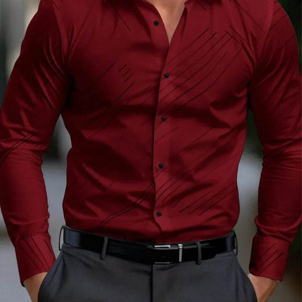 Men New Fashion Solid Long Formal Lapel Business Casual Dress Shirt - Shirt - Jereno - Mad Fly Essentials