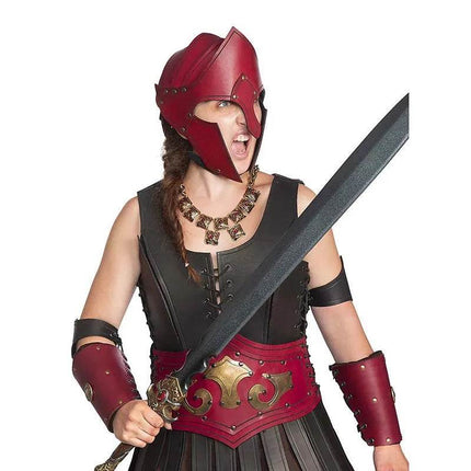 Men Nordic Viking Medieval Leather Warrior Helmet Costume Mask - Costume Mask - Cavalaria Costumes - Mad Fly Essentials