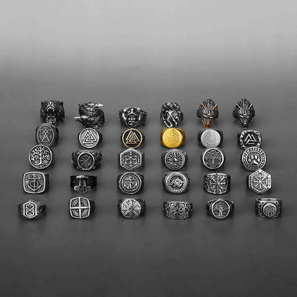 Men Nordic Viking Stainless Steel Rune Ring - Ring - Fongten - Mad Fly Essentials