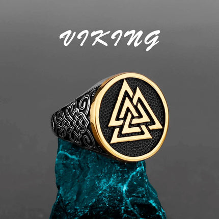 Men Nordic Viking Stainless Steel Rune Ring - Mad Fly Essentials