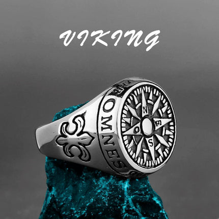 Men Nordic Viking Stainless Steel Rune Ring - Mad Fly Essentials