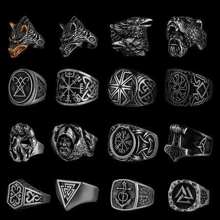 Men Nordic Viking Stainless Steel Rune Ring - Mad Fly Essentials