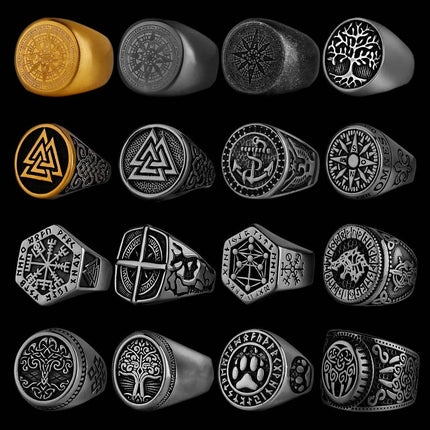 Men Nordic Viking Stainless Steel Rune Ring - Ring - Fongten - Mad Fly Essentials