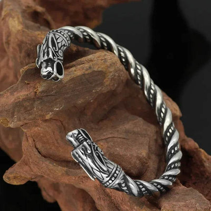 Men Norse Viking Wolf - Head Stainless Bracelet - Bracelet - MoonBiffy - Mad Fly Essentials