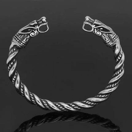 Men Norse Viking Wolf - Head Stainless Bracelet - Bracelet - MoonBiffy - Mad Fly Essentials