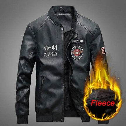 Thyks Brynn Men Oblique Winter Motorcycle Leather Outerwear Jacket - Jacket - THYKS Brynn - Mad Fly Essentials