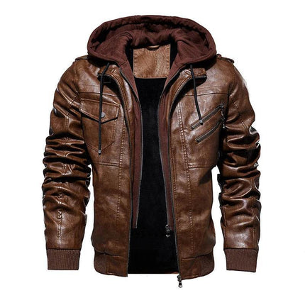 Men Oblique Motorcycle Leather Jacket - Mad Fly Essentials