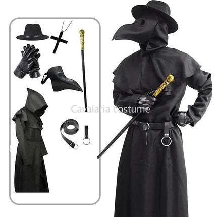 Men Plague Doctor Black Medieval Costume Set - Costume Set - Cavalaria Costumes - Mad Fly Essentials