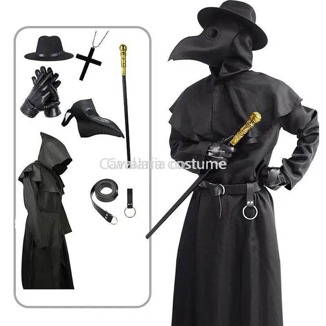Men Plague Doctor Black Medieval Costume Set - Costume Set - Cavalaria Costumes - Mad Fly Essentials
