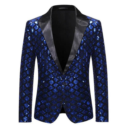 Men Plaid Sequin 3D Party Blazer - Blazer - Top Nation - Mad Fly Essentials