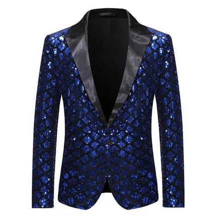 Men Plaid Sequin 3D Party Blazer - Mad Fly Essentials