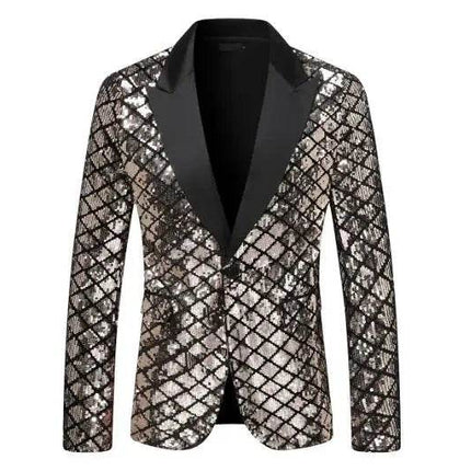 Men Plaid Sequin 3D Party Blazer - Blazer - Top Nation - Mad Fly Essentials