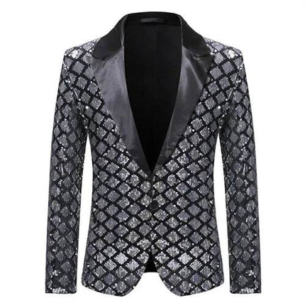 Men Plaid Sequin 3D Party Blazer - Mad Fly Essentials