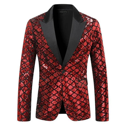Men Plaid Sequin 3D Party Blazer - Blazer - Top Nation - Mad Fly Essentials