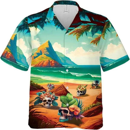 Men Punk Skull Fashion 3D Hawaiian Shirt - Shirt - Animal Elements - Mad Fly Essentials