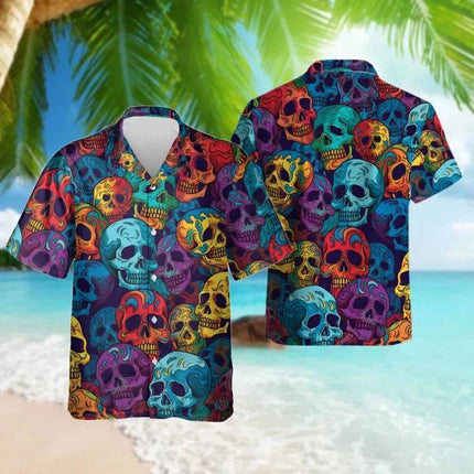 Men Punk Skull Fashion 3D Hawaiian Shirt - Shirt - Animal Elements - Mad Fly Essentials
