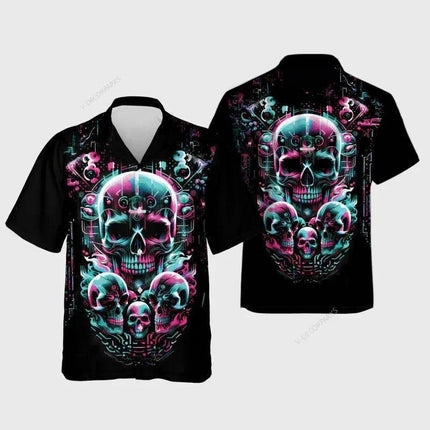Men Punk Skull Fashion 3D Hawaiian Shirt - Shirt - Animal Elements - Mad Fly Essentials
