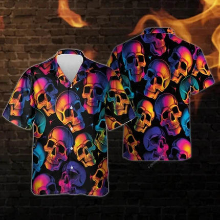 Men Punk Skull Fashion 3D Hawaiian Shirt - Shirt - Animal Elements - Mad Fly Essentials