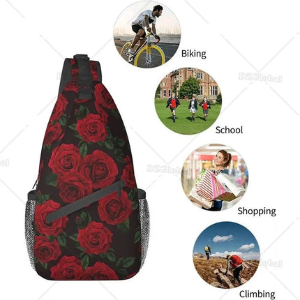 Men Red Rose Sling Crossbody Bag - Crossbody Bag - Beach Fellow - Mad Fly Essentials