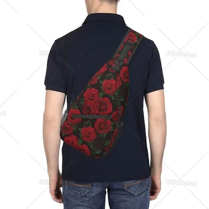 Men Red Rose Sling Crossbody Bag - Crossbody Bag - Beach Fellow - Mad Fly Essentials
