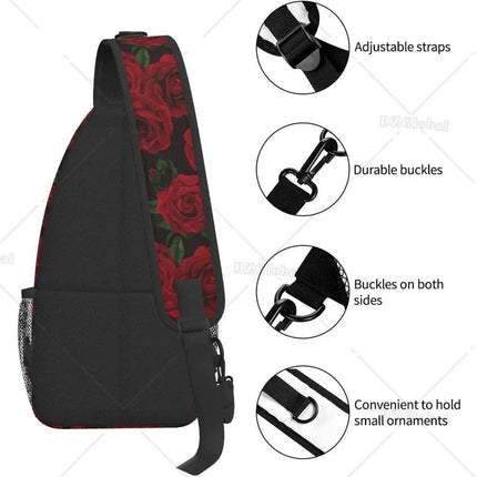 Men Red Rose Sling Crossbody Bag - Crossbody Bag - Beach Fellow - Mad Fly Essentials
