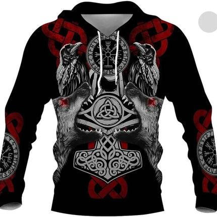 Men Retro 3D Medieval Viking Animal Hoodies - Mad Fly Essentials