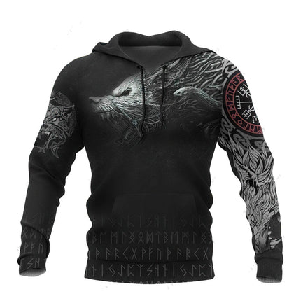 Men Retro 3D Medieval Viking Animal Hoodies - Mad Fly Essentials